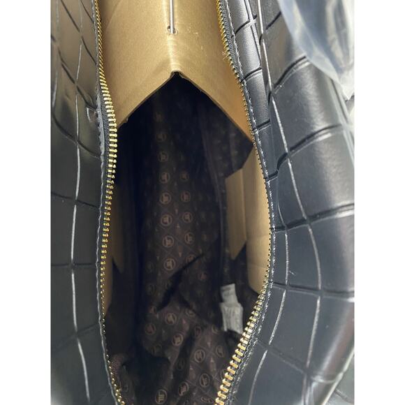 London Fog Brick Box Embossed Weekend Duffle Bag Tote Black Large 20”NWT - Picture 5 of 9